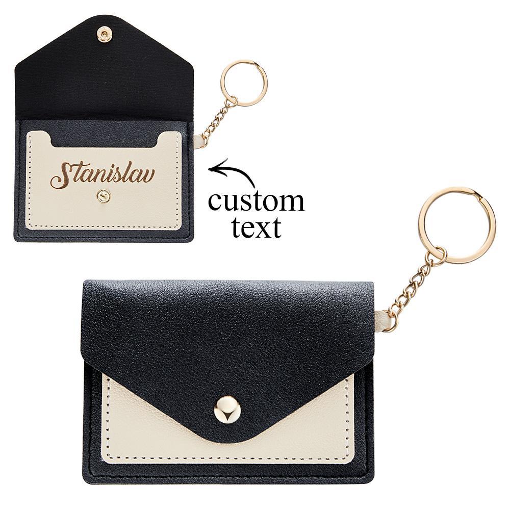 Custom Engraved Keychain Wallet Leather Card Holder Creative Gifts - MyCameraRollKeychain