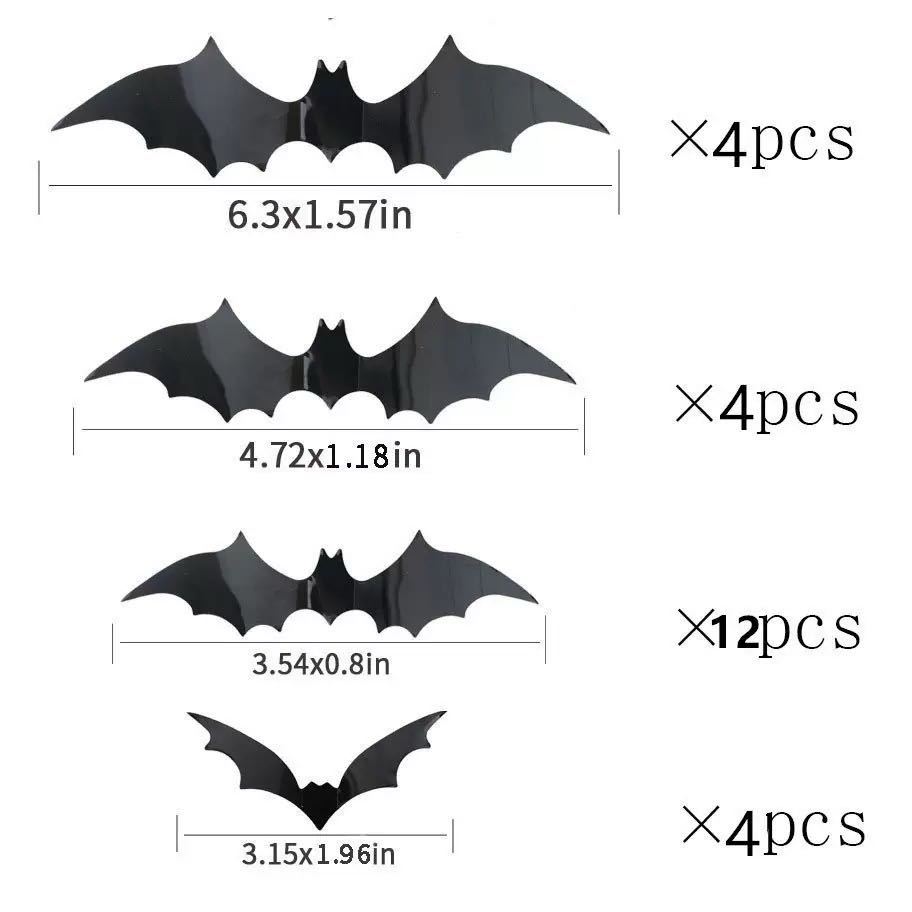 Lighted Bat Halloween Decorations - Halloween 3D Bat Lighted Wall Decal Bat Decal Removable Bat Horror Decoration Party Home Wall Decor