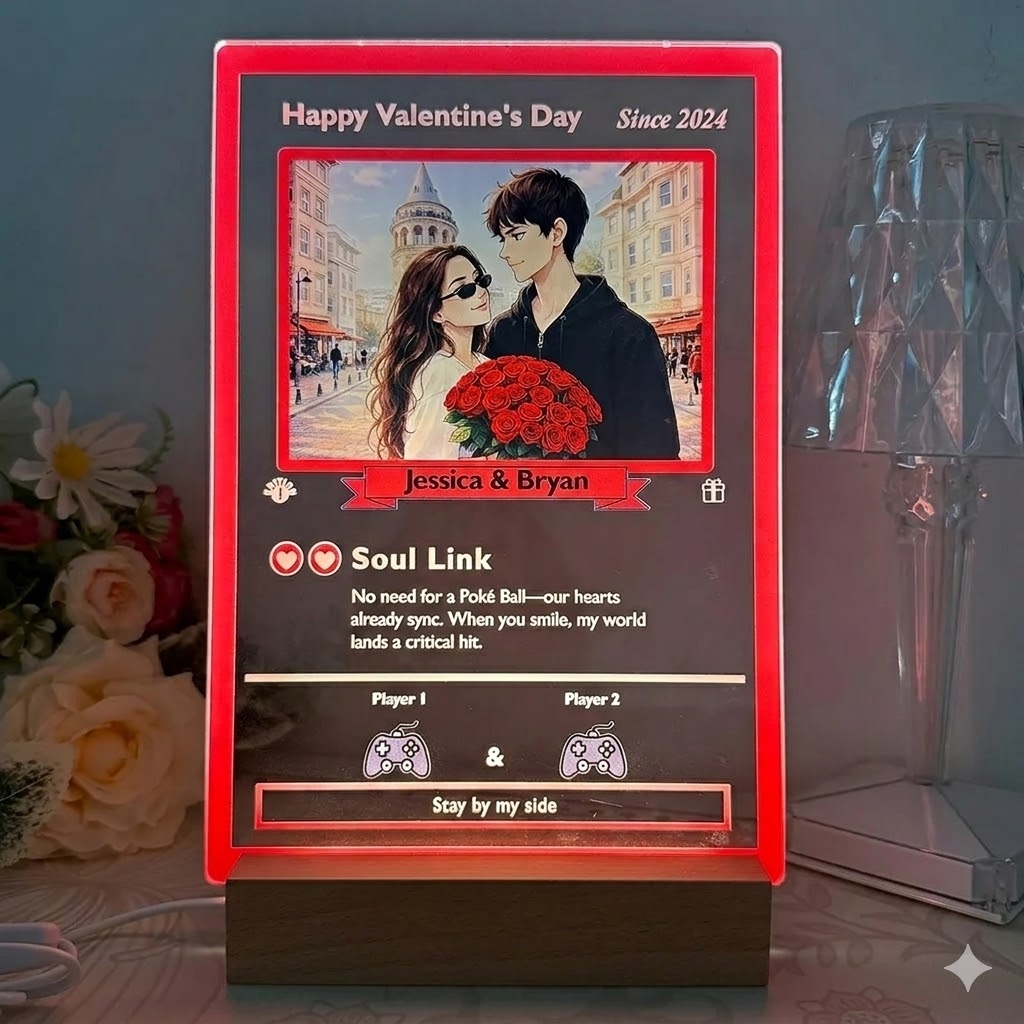 Custom Couple Anime Art Acrylic LED Light Personalized Power Couple Card Lamp Gifts for Lover