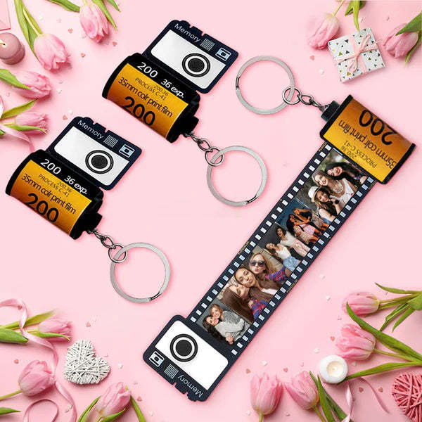 Custom Camera Roll Keychain White Elephant Gifts Personalized Multiphoto Film Roll Keychain Personalized Keychain 5-20 Pictures