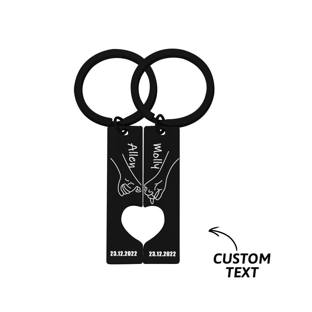 Couple Keychain Set Custom Heart Keychain Personalized 2 Pcs Matching Couple Keyring Gift For Him Valentine's Day Gift For Boyfriend/Husband - MyCameraRollKeychain