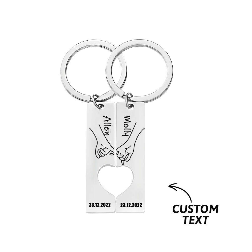 Couple Keychain Set Custom Heart Keychain Personalized 2 Pcs Matching Couple Keyring Gift For Him Valentine's Day Gift For Boyfriend/Husband - MyCameraRollKeychain