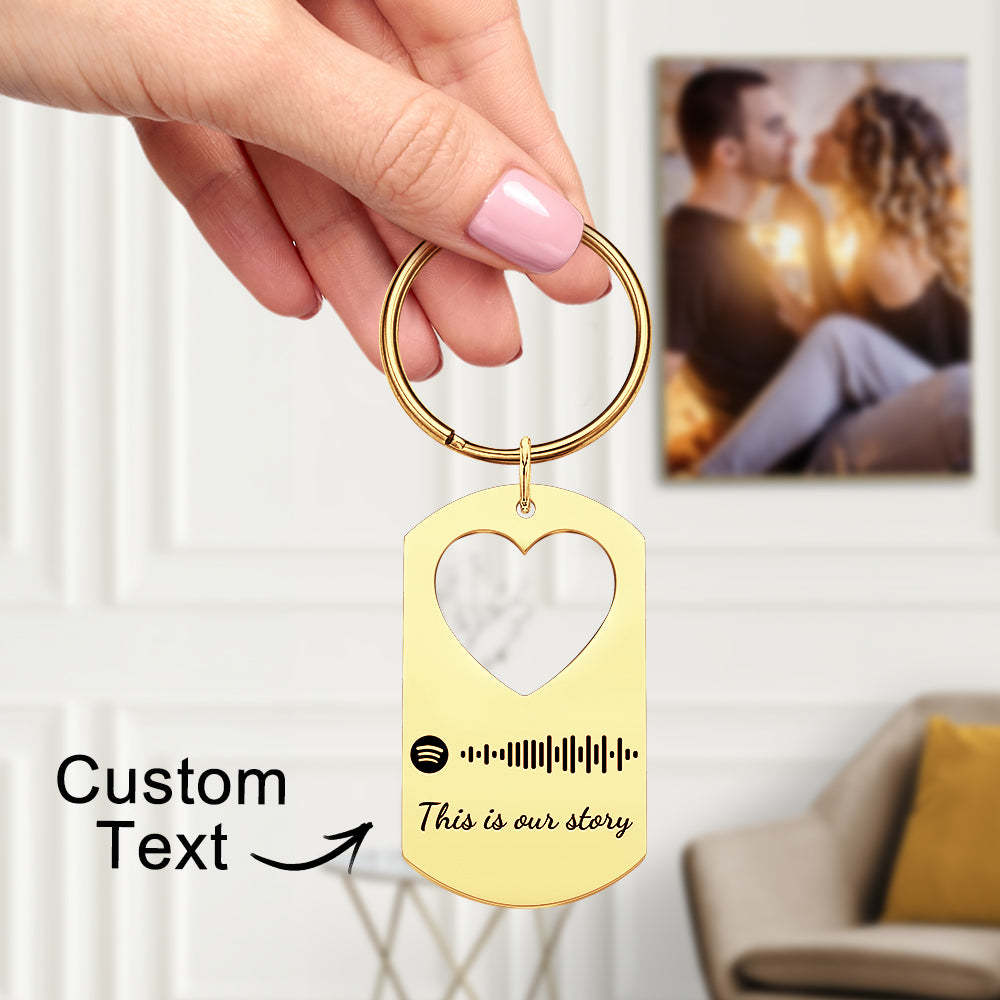 Custom Valentine's Day Gift Engraved Keychain Spotify Keychain for Lover - customphotokeychain