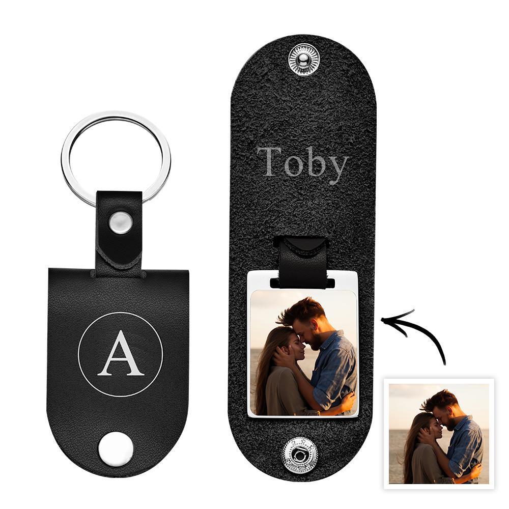 Custom Photo Engraved Keychain Simple Leather Fashion Gifts - MyCameraRollKeychain
