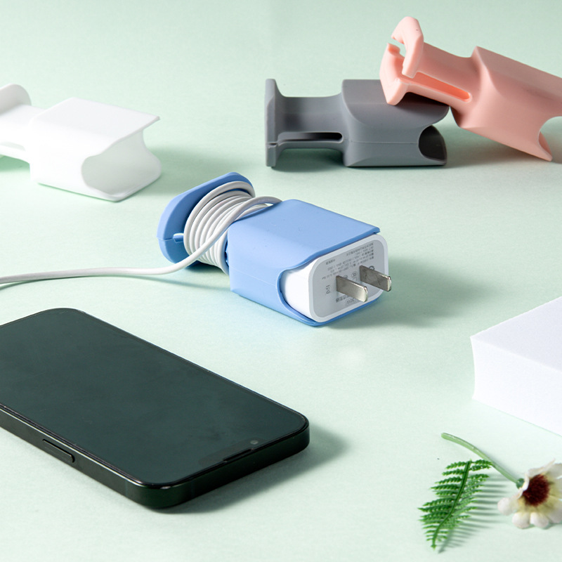 Silicone Charger Protector Set with Cable Winder Compatible with 20W/18W USB-C Fast Charging Adapter Compact Cable Organizer