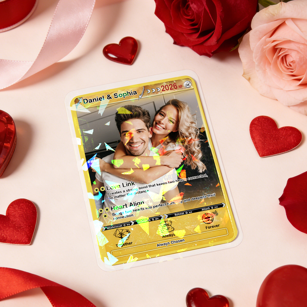Personalized Valentine’s Day Power Couple Card, Custom Anniversary Card Couple Photo Anime Style, Best Valentine's Day Gift for Lover