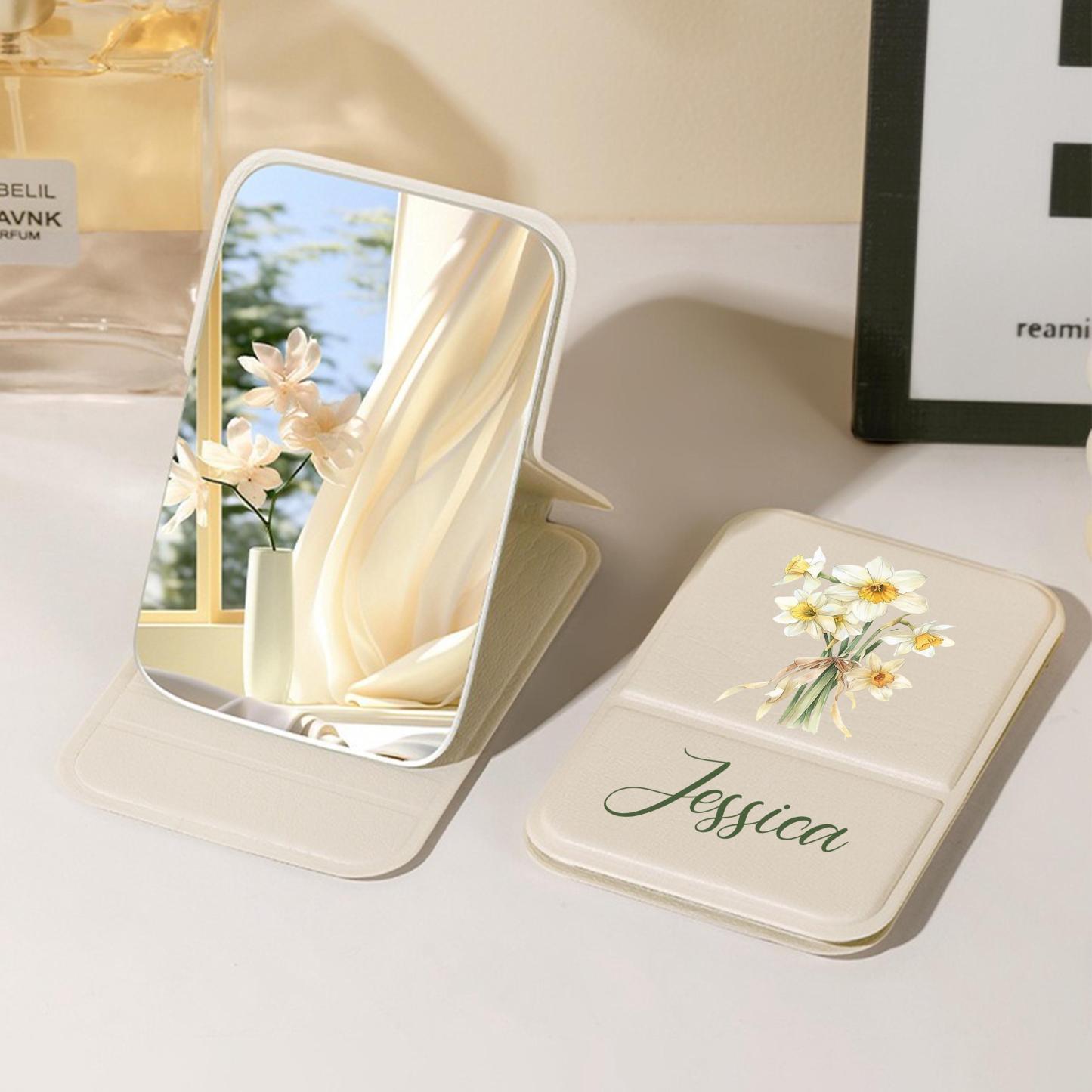 Personalized Makeup Mirror Mothers Day Gift Pocket Mirror with Name Custom Folding Makeup Mirror