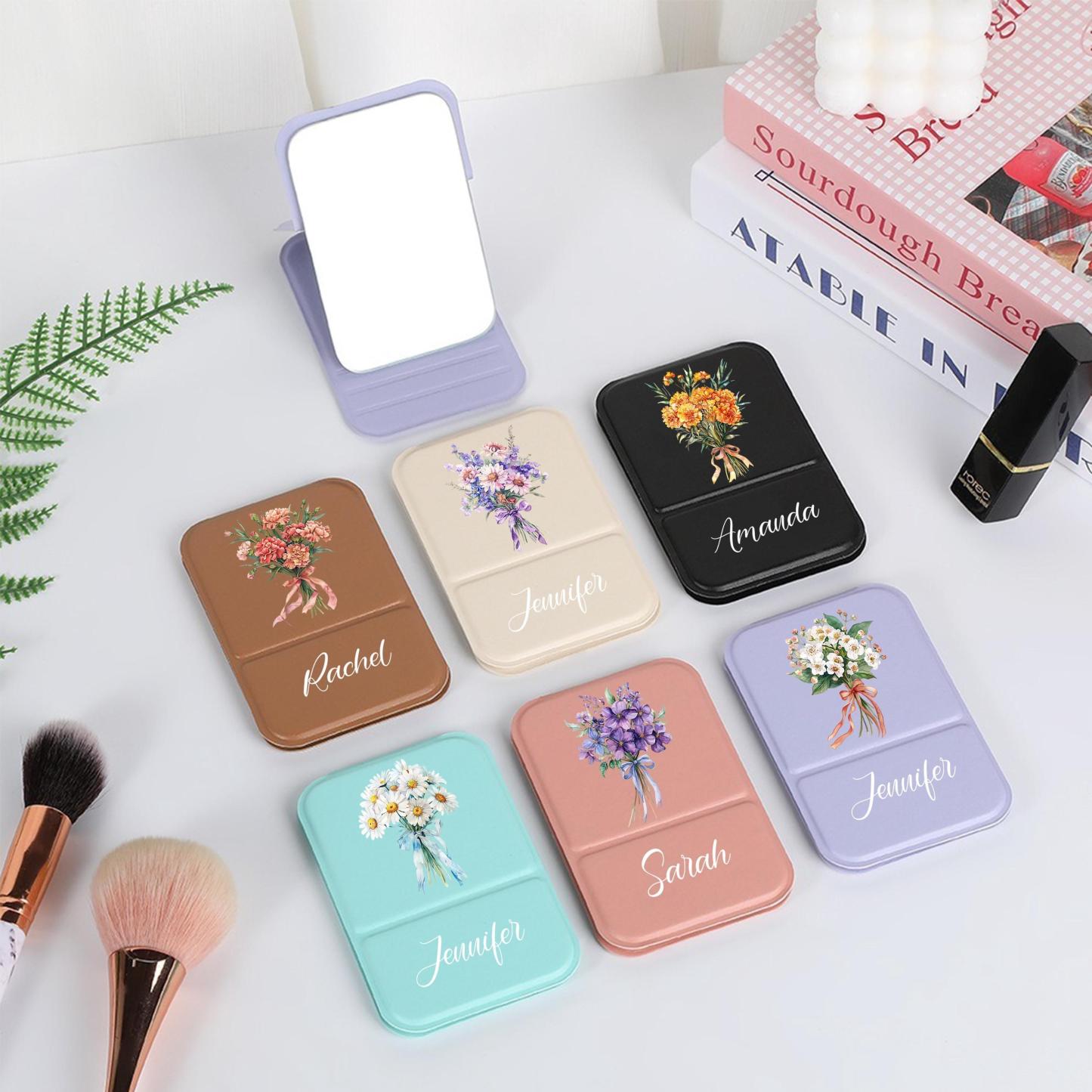 Personalized Makeup Mirror Mothers Day Gift Pocket Mirror with Name Custom Folding Makeup Mirror