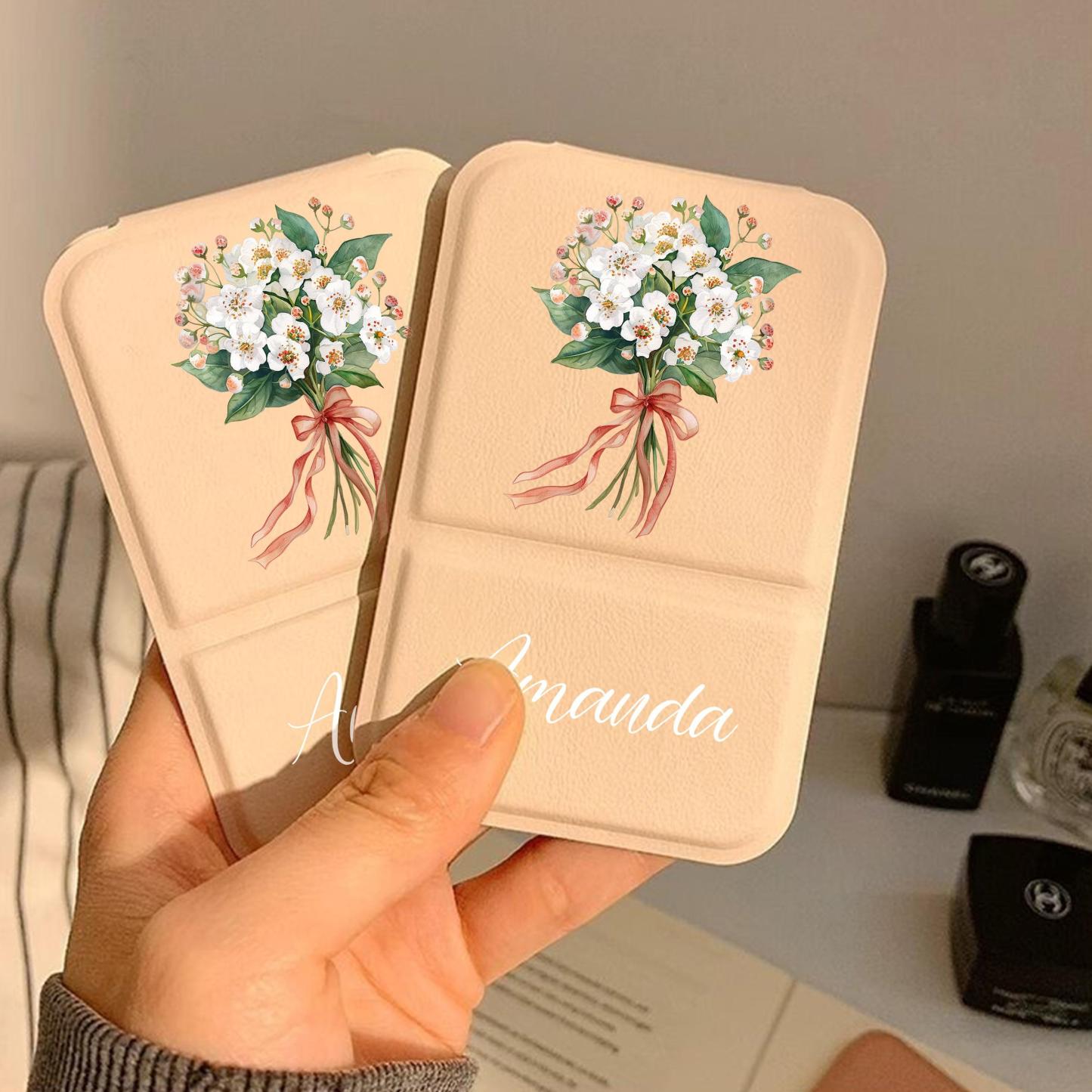 Personalized Makeup Mirror Mothers Day Gift Pocket Mirror with Name Custom Folding Makeup Mirror