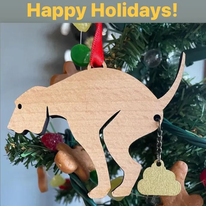 Pooping Pooches Merry Christmas Ornament
