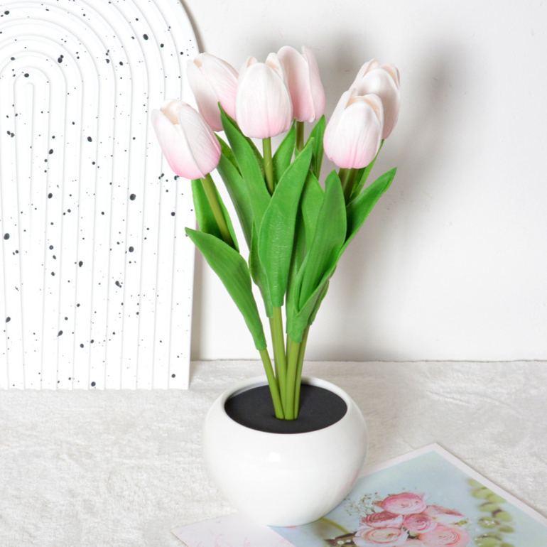 Dimmable Tulip Led Night Light, Romantic Plug-in Lamp, Artificial Flower, Ideal Mother's Day Gift