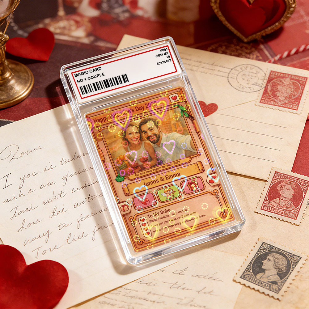 Personalized Valentine’s Day Power Couple Card, Custom Anniversary Card Couple Photo Anime Style, Best Valentine's Day Gift for Lover