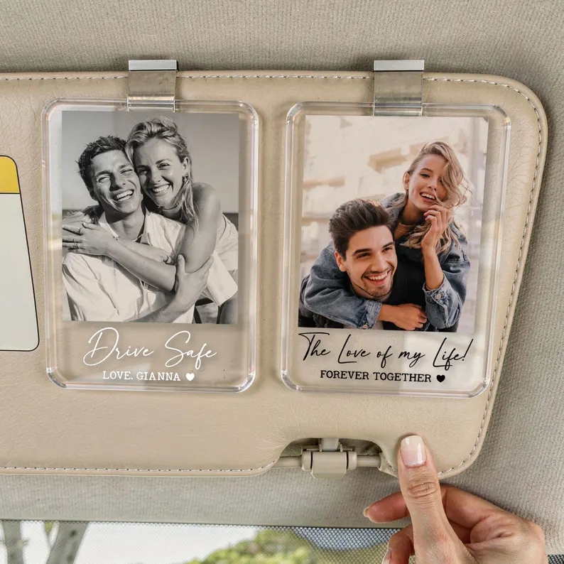 Personalized Couple Photo Car Visor Clip Drive Safe Car Visor Clip Custom Picture Gift for Boyfriend