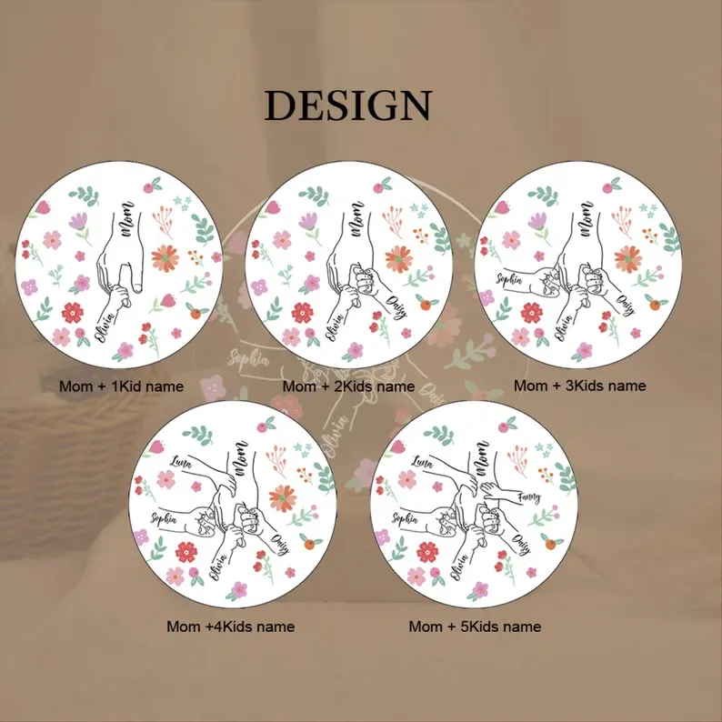 Custom Floral Holding Mom's Hand Name LED Night Light,Personalized Mother's Day Gift For Mom,Nanas Garden Light,Mother's Day Gift,Mommy Gift