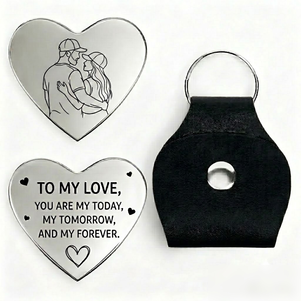 Custom Photo Heart Pocket Hug Token Gift for Lover Personalized 2D Look 3D Pop Keychain