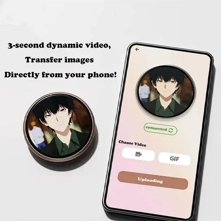 Smart Digital Display Badge with GIF/Photo Sync | Interactive Customizable Pin for Fans & Creators