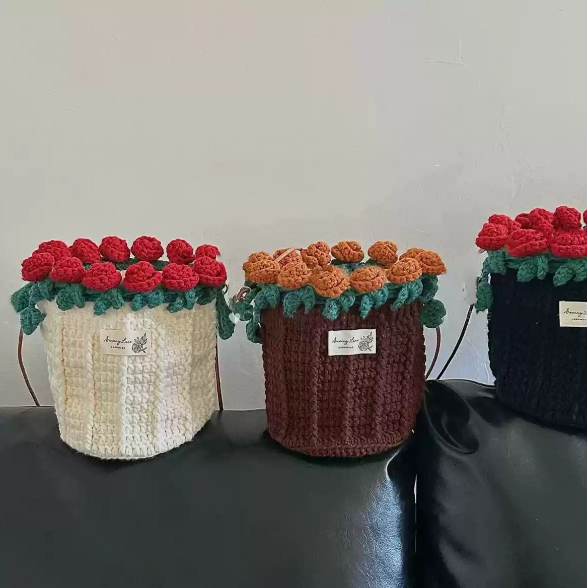 Crochet Rose Bouquet Bag DIY Kit Handmade Yarn Crossbody Bag Floral Gift Craft Set