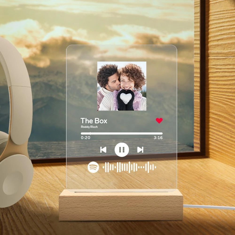 Custom Night Light - Spotify Code Music Plaque Glass For Family(5.9in x 7.7in) - photowatch