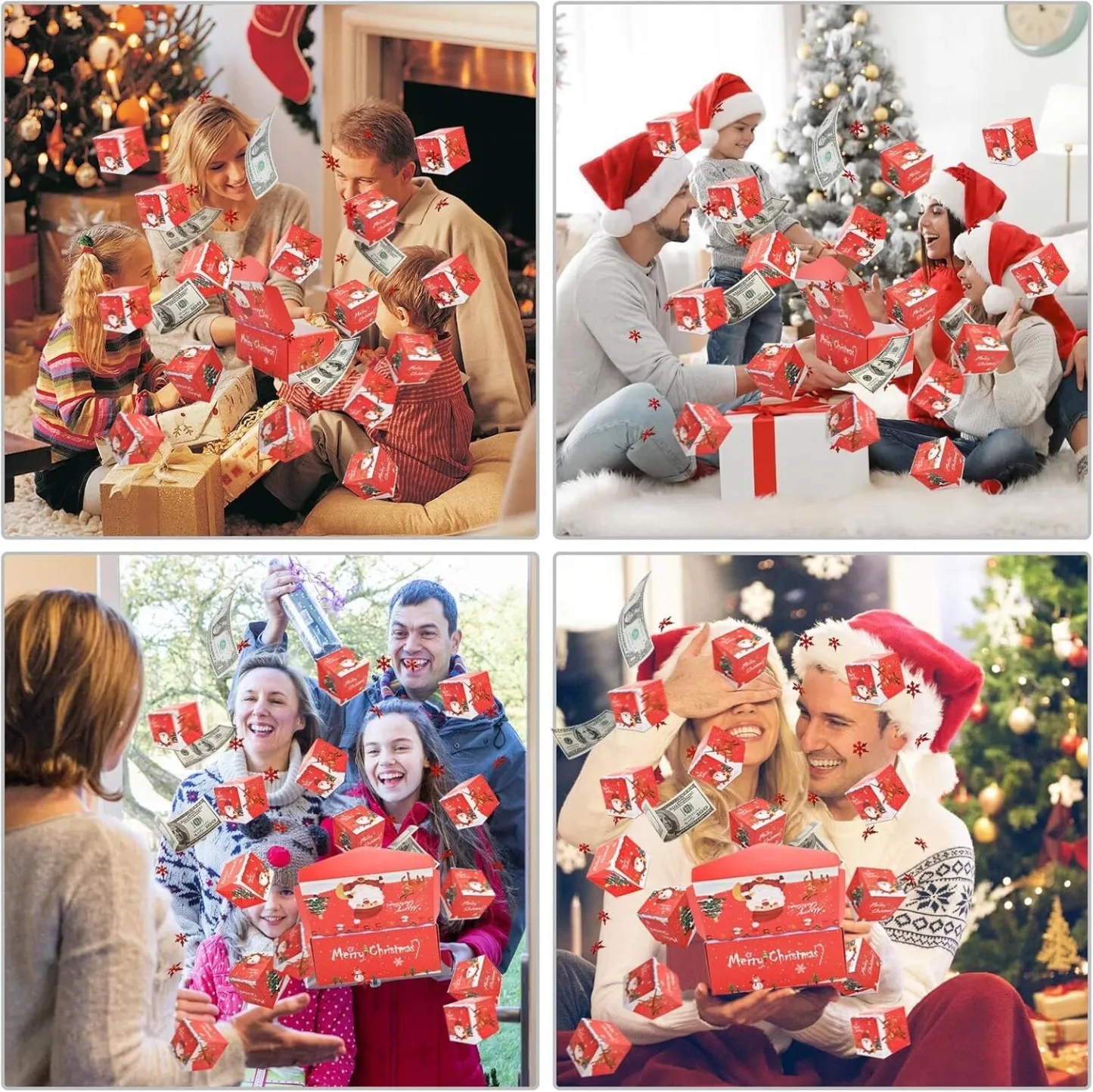 Surprise Gift Box Explosion for Money Unique Folding Bouncing Red Green Christmas