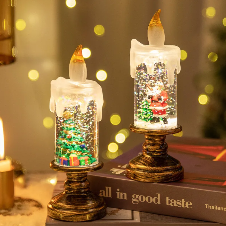 Christmas Decorations Candle Lights Snow Snowflake Lights Christmas Crystal Ball Lights Creative Christmas Gifts