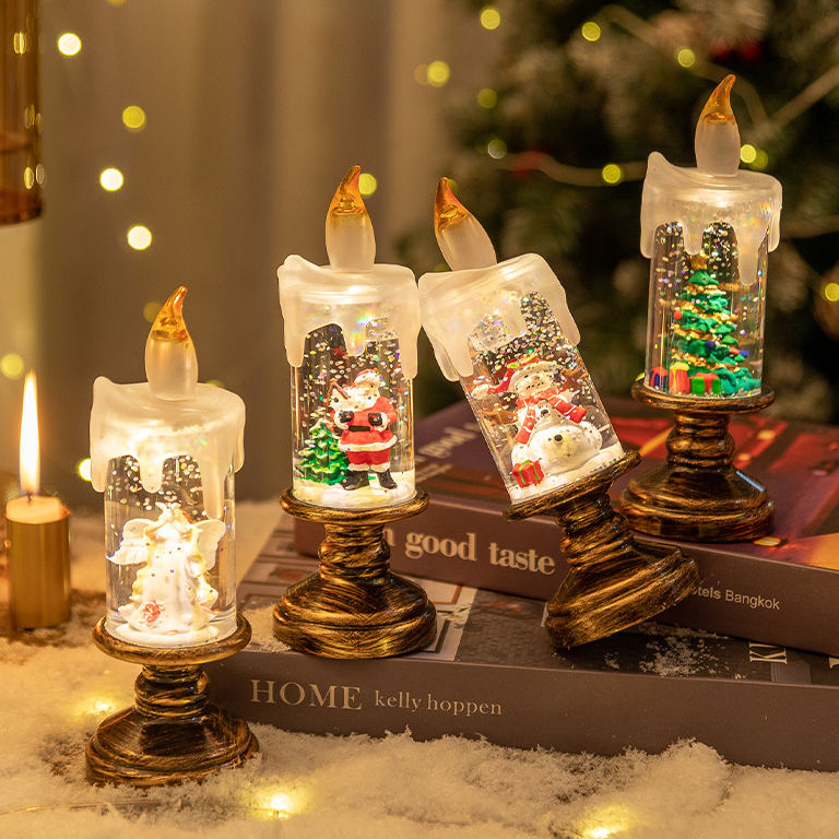 Christmas Decorations Candle Lights Snow Snowflake Lights Christmas Crystal Ball Lights Creative Christmas Gifts