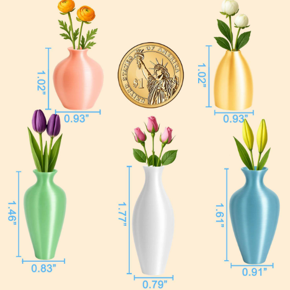 Cute Mini Simple 3D Printing Vase Magnets for Fridge Funny Small Plant Magnets for Refrigerator Decoration Kitchen Locker Kitchen Office