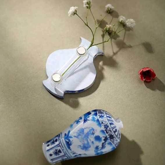 Vintage Mini Acrylic Vase Magnets for Fridge Funny Small Plant Magnets for Refrigerator Decoration Kitchen Locker Kitchen Office