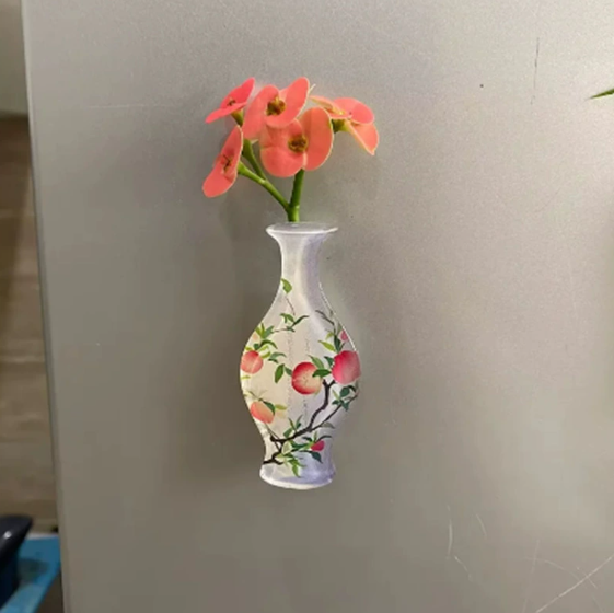Vintage Mini Acrylic Vase Magnets for Fridge Funny Small Plant Magnets for Refrigerator Decoration Kitchen Locker Kitchen Office