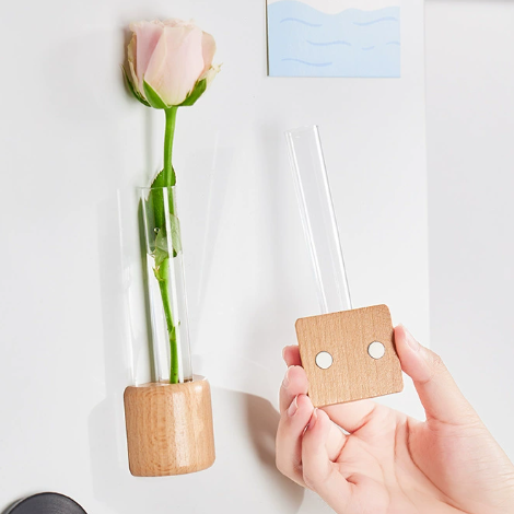 Mini Test Tube Log Vase Magnets for Fridge Funny Small Plant Magnets Creative Floral Decorations