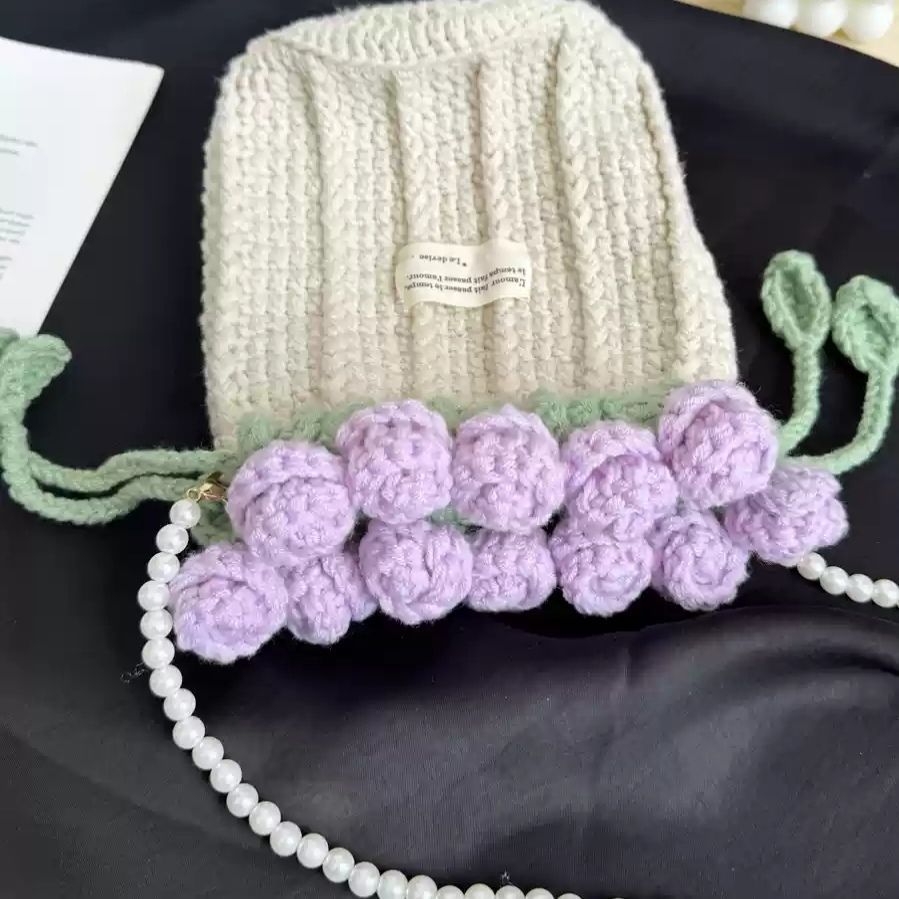 Crochet Rose Bouquet Bag DIY Kit Handmade Yarn Crossbody Bag Floral Gift Craft Set