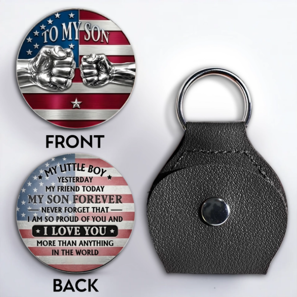 To My Son My Little Boy Yesterday American Flag Fist Bump - Personalized Custom Pocket Hug