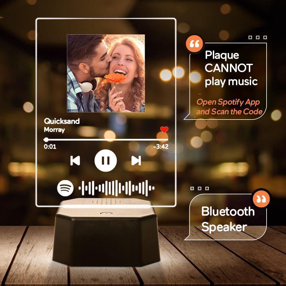 Custom Spotify Code Photo Acrylic Bluetooth Speaker 7 Colors Lamp Gifts For Dad - photowatch