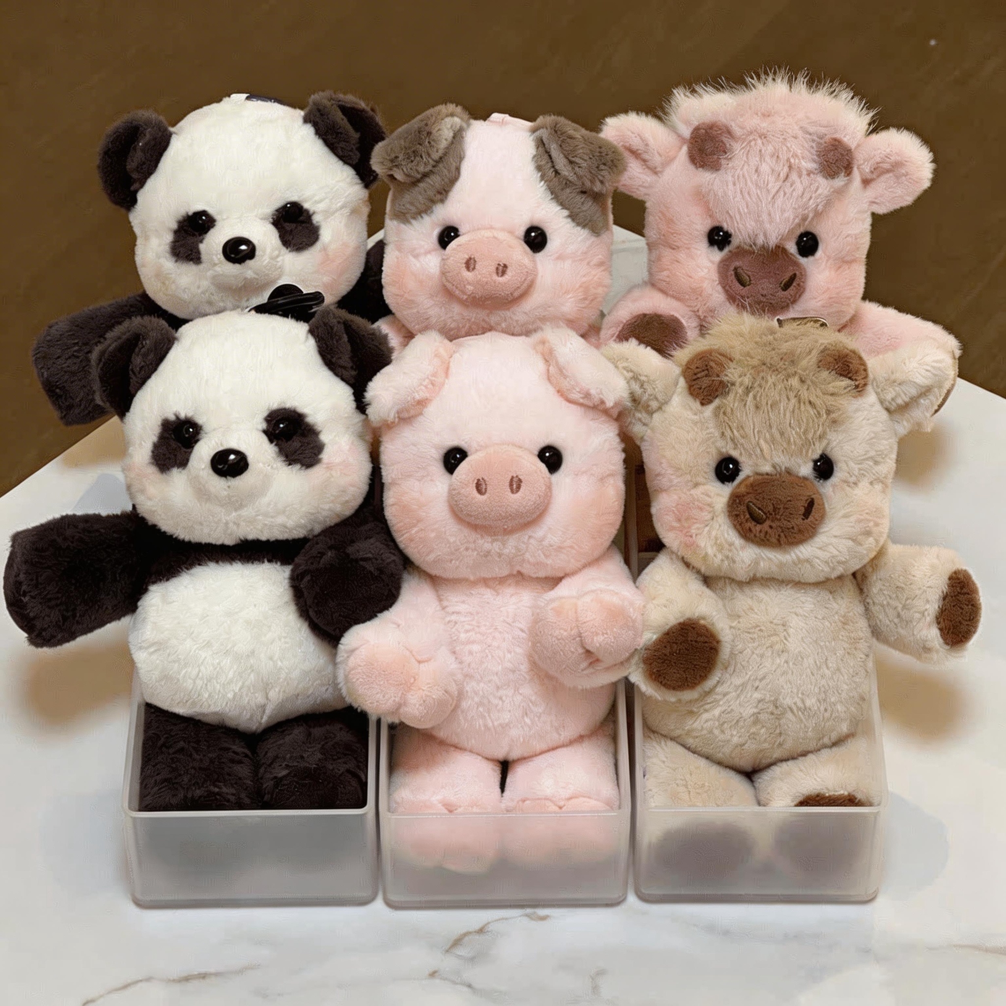 Kawaii Animal Plush Keychain Panda Bear Cow Pig Cute Stuffed Toy Charm Bag Pendant Soft Mini Plush Gift for Kids