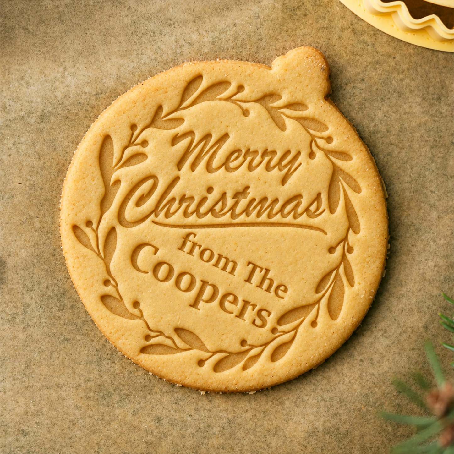 Personalized Family Name Merry Christmas Cookie Embosser Stamp and Cutter Set - MyCameraRollKeychain