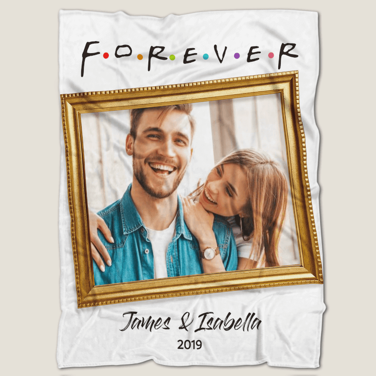 Love Forever Personalized Fleece Photo Blanket with Text