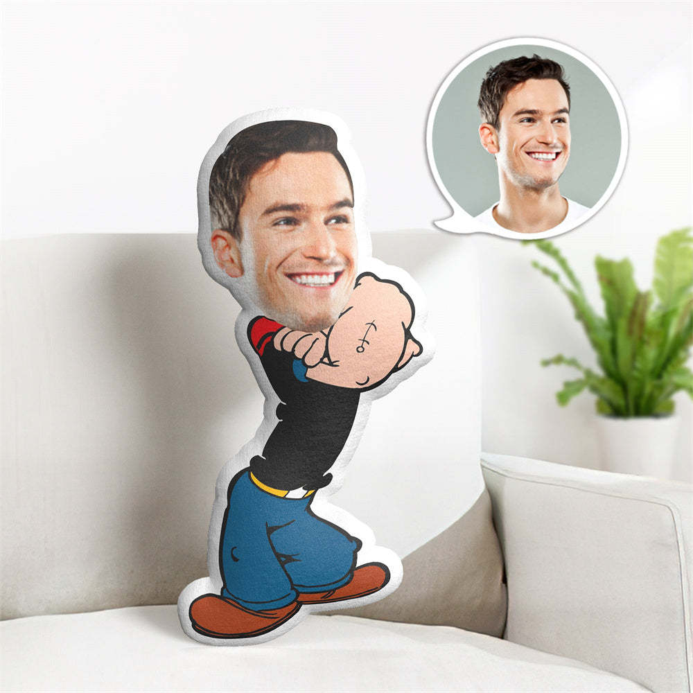 Gifts for Dad Personalzied Popeye MiniMe Pillow Cusotm Face Pillow Photo Cartoon Doll Gifts for Him - Yourphotoblanket