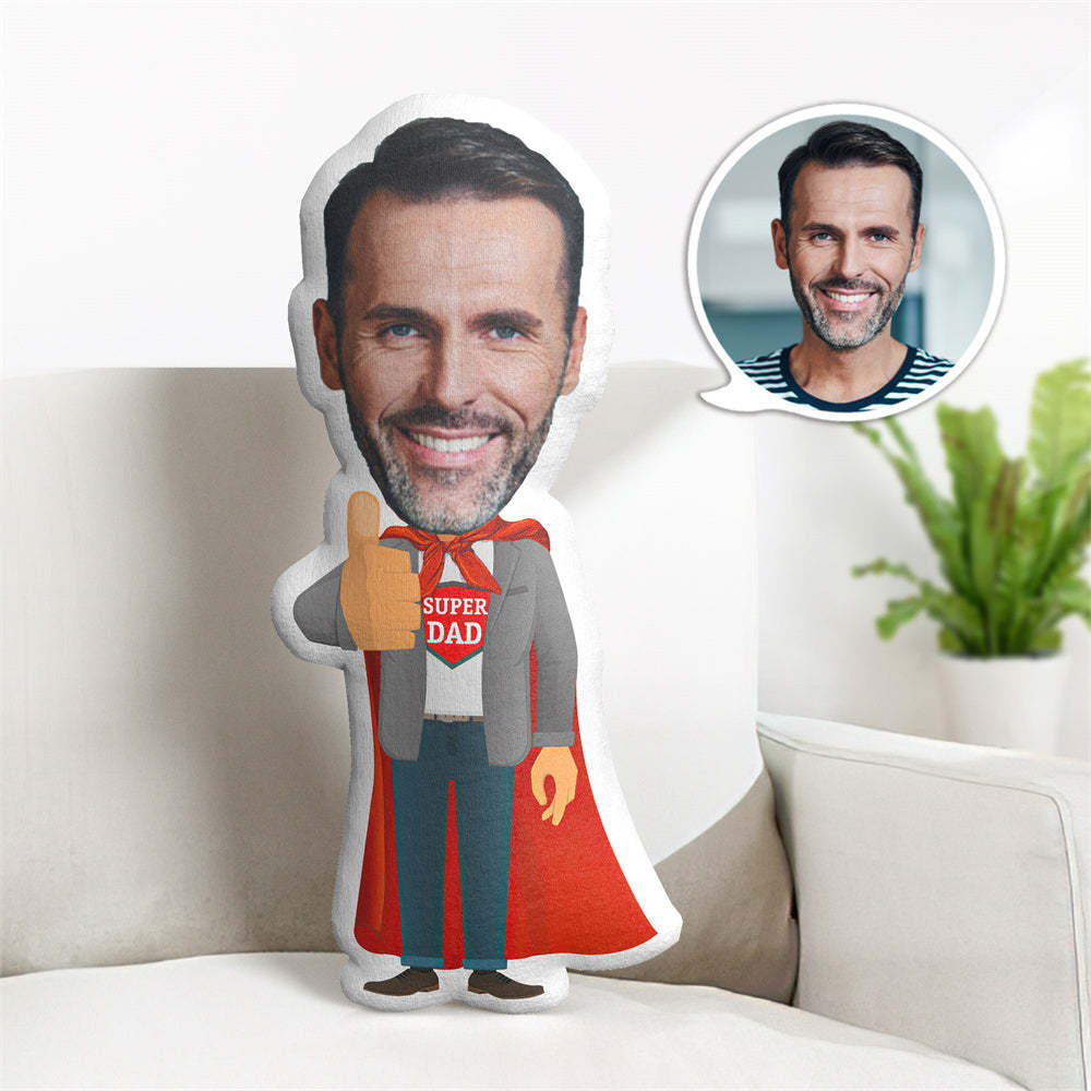 Gifts for Dad Personalzied Super Dad MiniMe Pillow Cusotm Face Pillow Photo Superhero Doll Gifts for Him - Yourphotoblanket