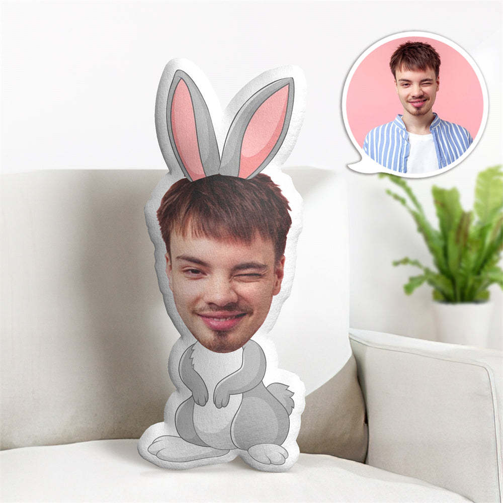 Cusotm Face Pillow Photo Animal Doll Personalzied Rabbit MiniMe Pillow Gifts for Him - Yourphotoblanket