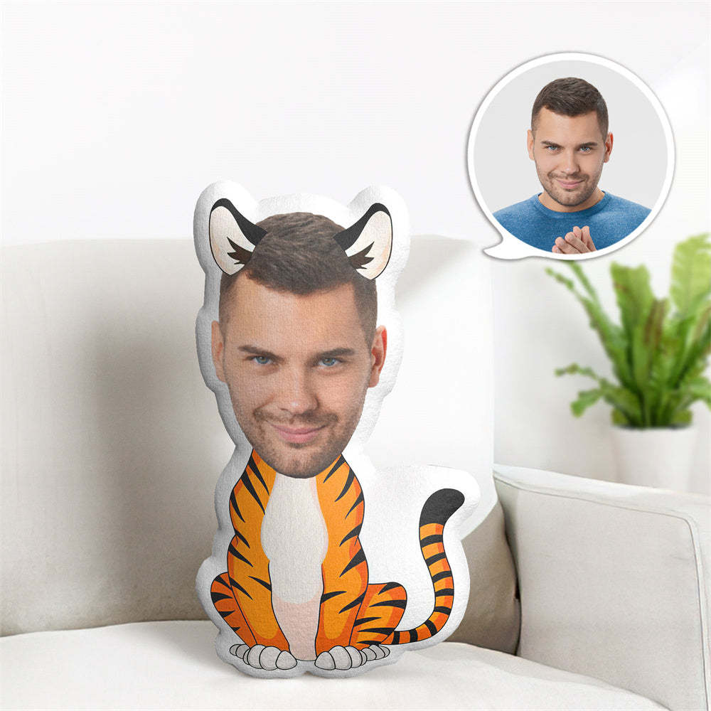 Cusotm Face Pillow Photo Animal Doll Personalzied Tiger MiniMe Pillow Gifts for Him - Yourphotoblanket