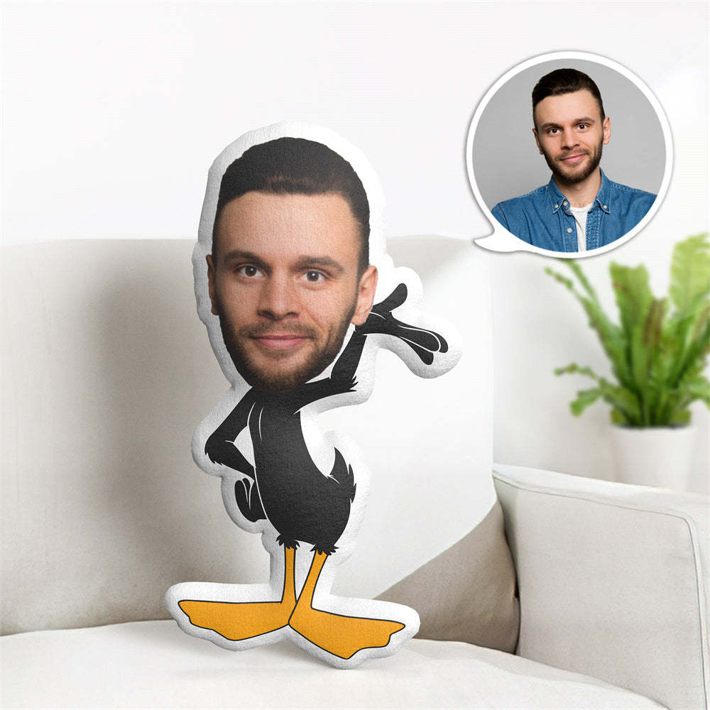 Cusotm Face Pillow Photo Cartoon Doll Personalzied Daffy Duck MiniMe Pillow Gifts for Him - Yourphotoblanket