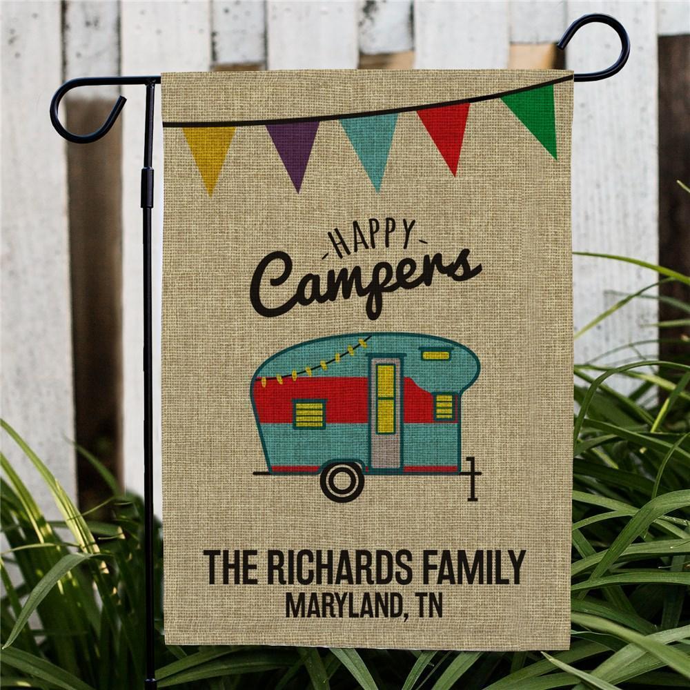 Custom Happy Camper Garden Flag Outdoor Decor Seasonal Yard Flags