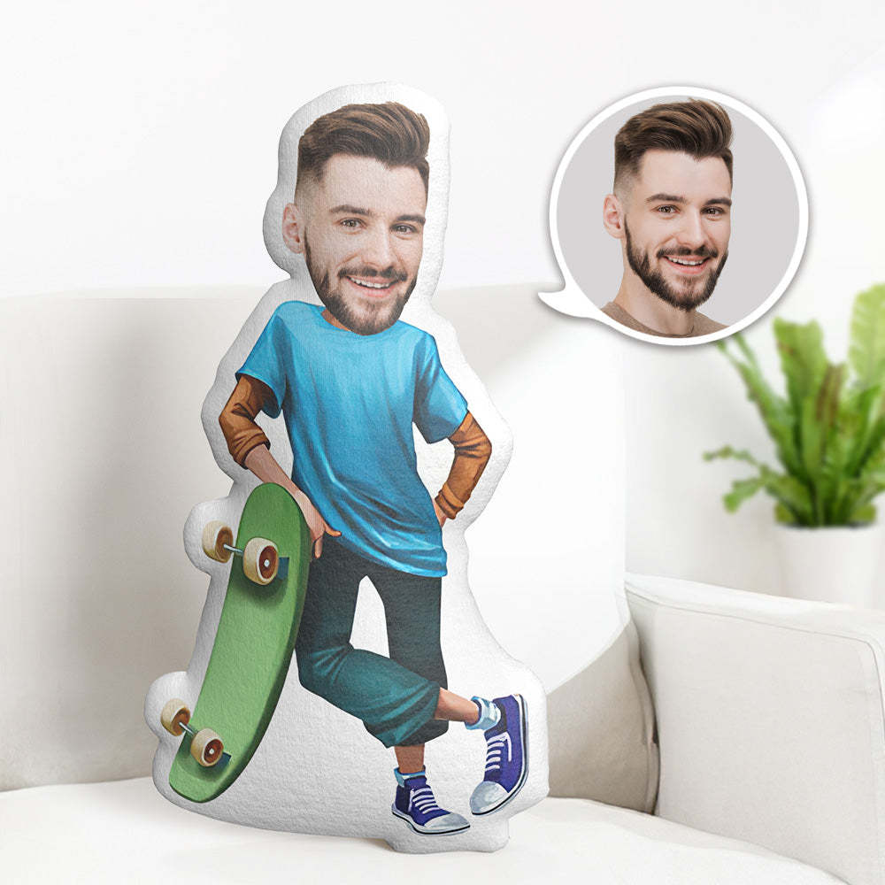 Personalized Birthday Gifts My Face Pillow Custom Photo Pillow Skate Boy MiniMe Pillow - Yourphotoblanket