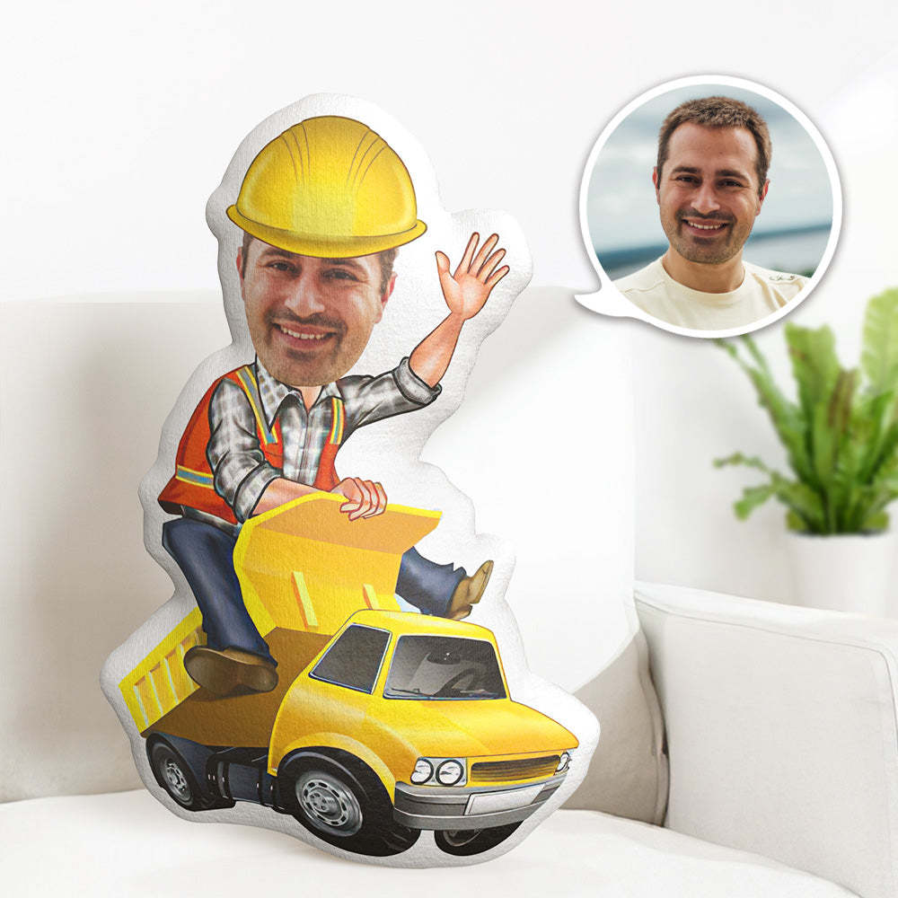 Personalized Birthday Gifts My Face Pillow Custom Photo Pillow Construction Vehicle Driv MiniMe Pillow - Yourphotoblanket