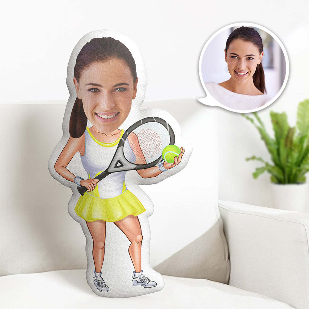 Personalized Birthday Gifts My Face Pillow Custom Photo Pillow Tennis Player MiniMe Pillow - Yourphotoblanket