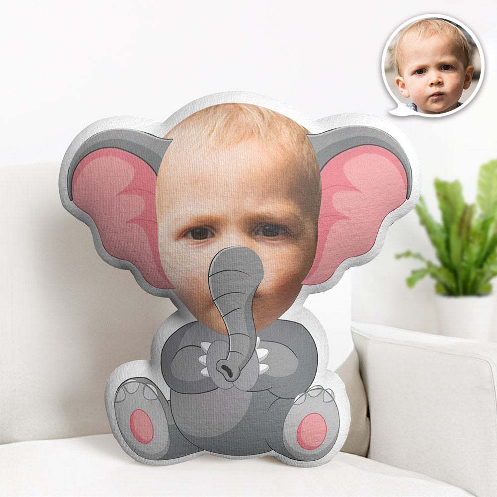 Custom Face Pillow Personalized Photo Pillow Elephant MiniMe Pillow Gifts for Kids - Yourphotoblanket