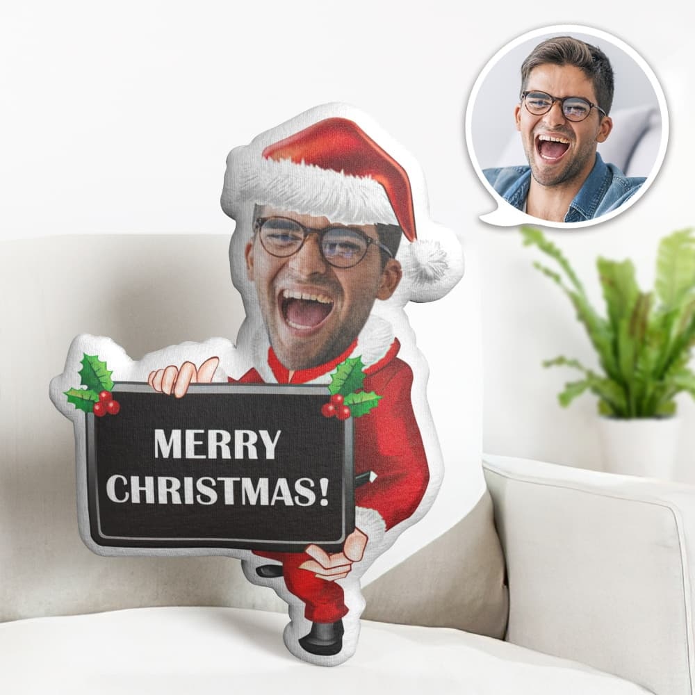 Custom Face Pillow Personalized Photo Pillow Christmas Blackboard MiniMe Pillow Gifts for Christmas - Yourphotoblanket