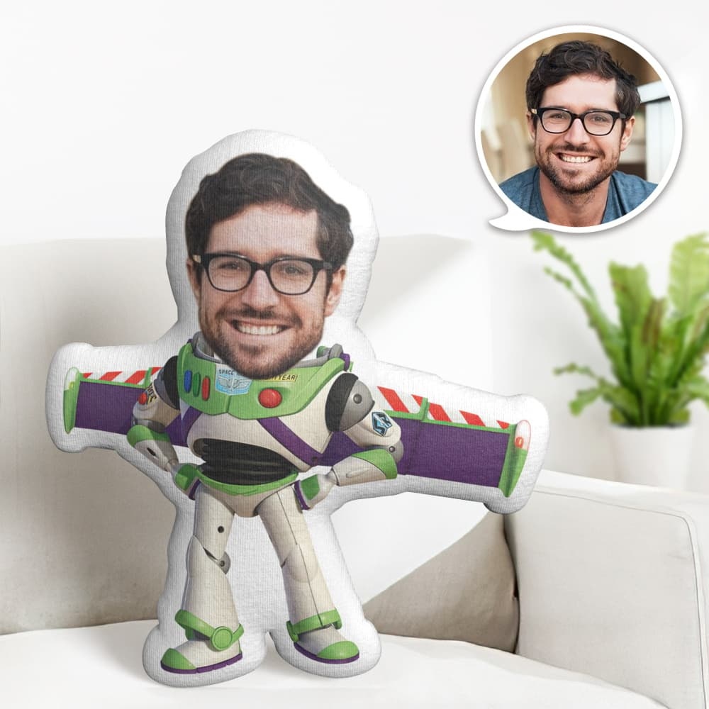Custom Face Pillow Personalized Photo Pillow Aircraft Buzz Lightyear MiniMe Pillow Gifts for Him - Yourphotoblanket