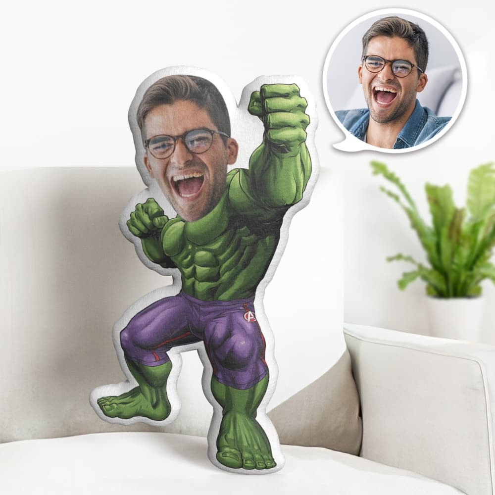Custom Face Pillow Personalized Photo Pillow Hulk MiniMe Pillow Gifts for Him - Yourphotoblanket