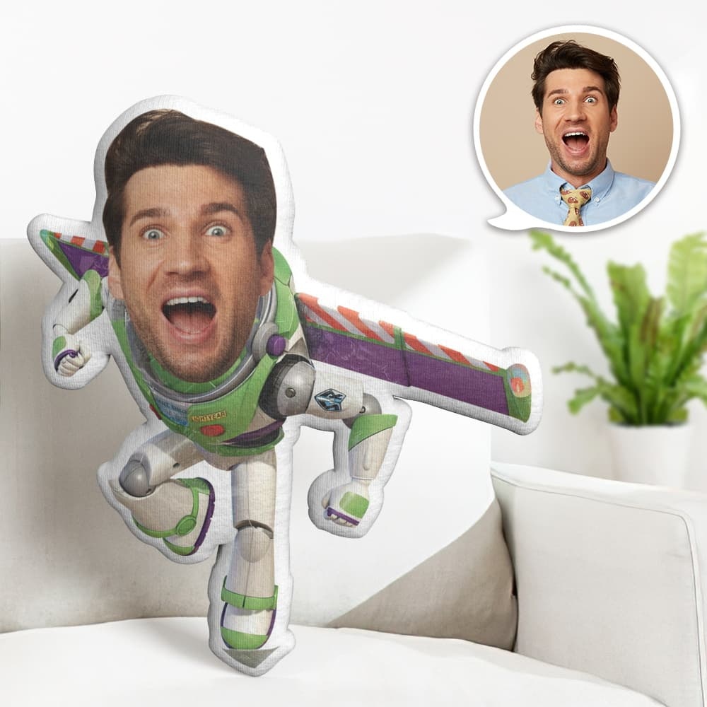 Custom Face Pillow Personalized Photo Pillow Running Bath Lightyear MiniMe Pillow Gifts for Him - Yourphotoblanket