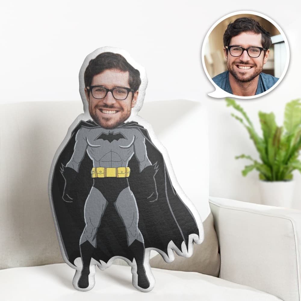Custom Face Pillow Personalized Photo Pillow Muscle Batman MiniMe Pillow Gifts for Him - Yourphotoblanket